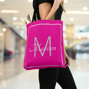 Heet Roze Monogram Naam Draagtas