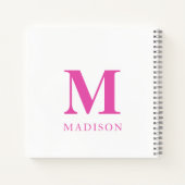 Heet Roze Monogram Naam Notitieboek (Achterkant)