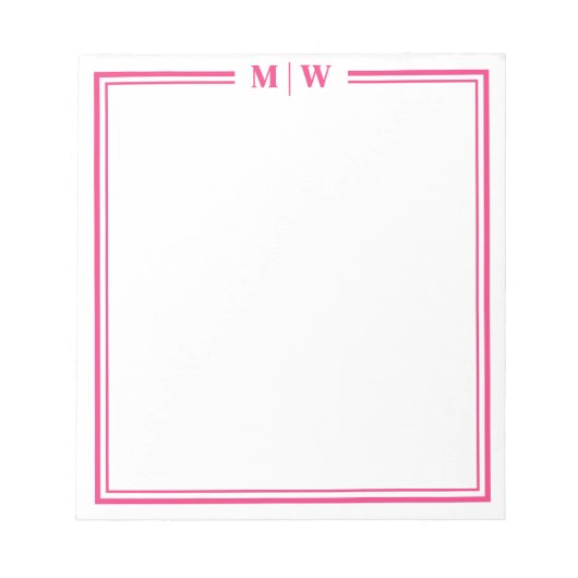 Heet Roze Monogram Notitieblok (Voorkant)