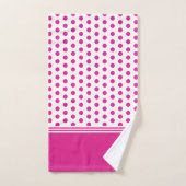Heet Roze Monogram Polka Dot Bad Handdoek (Handdoek)