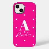 Heet Roze Monogram Polka Dots Case-Mate iPhone Case (Achterkant)