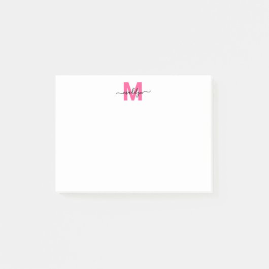 Heet Roze Monogram Post-it® Notes (Voorkant)