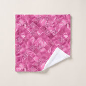 Heet Roze Multi-Textuur Vierkant Weefselpatroon Bad Handdoek (Wasdoekje)