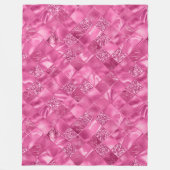 Heet Roze Multi-Textuur Vierkant Weefselpatroon Fleece Deken (Voorkant)