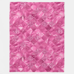 Heet Roze Multi-Textuur Vierkant Weefselpatroon Fleece Deken