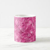 Heet Roze Multi-Textuur Vierkant Weefselpatroon Koffiemok (Center)