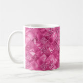 Heet Roze Multi-Textuur Vierkant Weefselpatroon Koffiemok (Links)