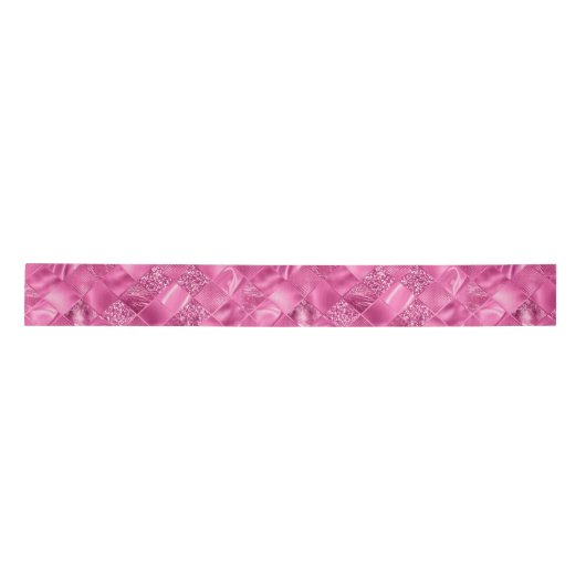 Heet Roze Multi-Textuur Vierkant Weefselpatroon Lint (Voorkant)