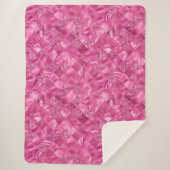 Heet Roze Multi-Textuur Vierkant Weefselpatroon Sherpa Deken (Voorkant)