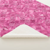 Heet Roze Multi-Textuur Vierkant Weefselpatroon Sherpa Deken (3/4)