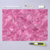 Heet Roze Multi-Textuur Vierkant Weefselpatroon Tissuepapier (Craft)