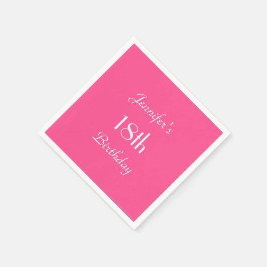 Heet Roze, Naam, 18e Verjaardagsfeestdocument Servetten (Hoek)