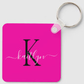 Heet Roze Naam Initiaal Monogram Sleutelhanger (Achterkant)