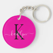 Heet Roze Naam Initiaal Monogram Sleutelhanger (Achterkant)