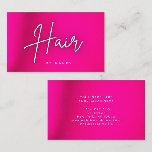 Heet Roze Neon Haar Visitekaartje (Voorkant / Achterkant)