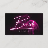 Heet Roze Neon & Rook Vlechten Handgeschreven Scri Visitekaartje (Voorkant)