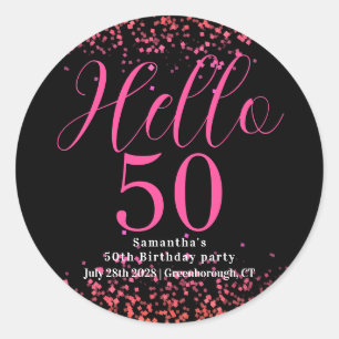 Heet Roze Nep Glitter 50ste Verjaardagsfeestje Ronde Sticker