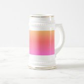 Heet Roze omgekeerde witte stein gouden trim Bierpul (Voorkant rechts)