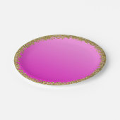Heet Roze Ondergedompeld Glitter Glam Sparkle Part Papieren Bordje (Gekanteld)