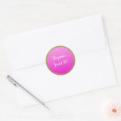 Heet Roze Ondergedompeld Glitter Glam Sparkle Part Ronde Sticker (Envelop)