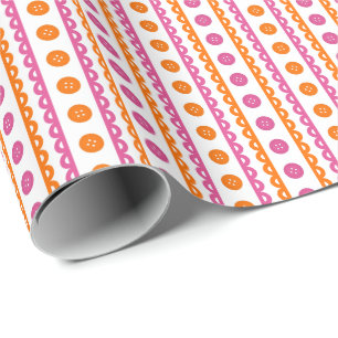 Heet roze oranje preppy gestreepte ambachtelijke e cadeaupapier