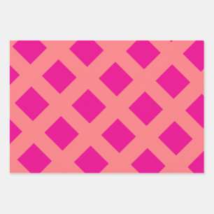Heet roze oranje ruitpatronen Boho kleurrijk  Inpakpapier Vel
