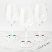 Heet Roze Orchideeën Tropische Bloemen Bruiloft Wijnglaslabel (Set)