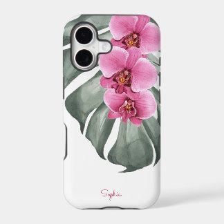 Heet Roze Orchideeën Tropische Bloemen met Uw Naam
