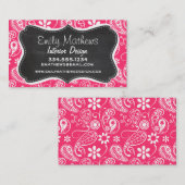 Heet Roze Paisley; Oude Schoolbord Visitekaartje (Voorkant / Achterkant)