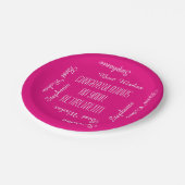 Heet Roze Pensioen Partij Herhalende Namen Papieren Bordje (Gekanteld)