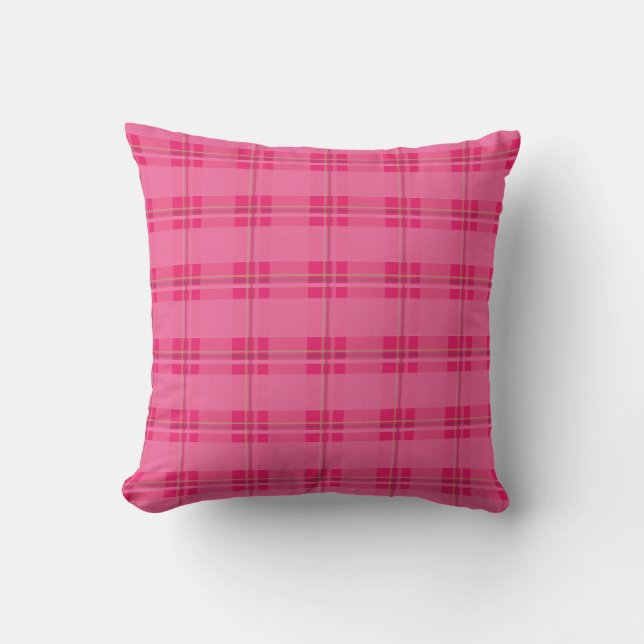 Heet Roze Plaid Sierkussen (Voorkant)