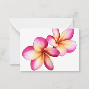 Heet Roze Plumeria Blooms Flat Note Kaart Notitiekaartje