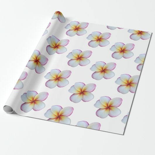 Heet Roze Plumeria Verpakkingsdocument Cadeaupapier (Uitgerold)