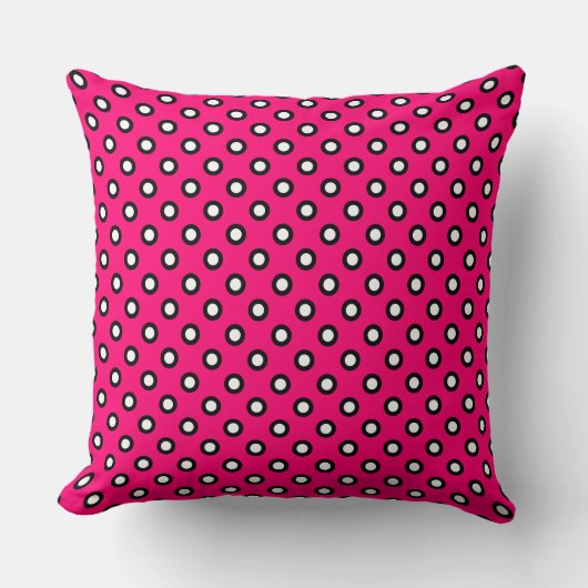 Heet Roze Polka Dot Outdoor Sierkussen (Voorkant)