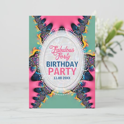 Heet roze prinses Fabulous veertig verjaardagsfees Kaart (Staand voorkant)