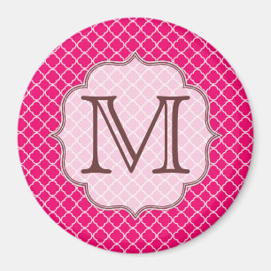 Heet Roze Quarterfoil Latti Monogram Initiaal Magn Magneet