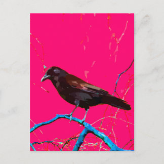 Heet Roze Raven Crow Briefkaart