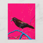 Heet Roze Raven Crow Briefkaart (Voorkant)