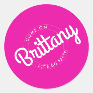 Heet roze retro dolly laten we gaan feest! ronde sticker