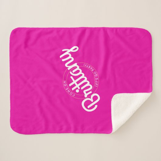 Heet roze retro dolly laten we gaan feest! sherpa deken (Voorkant (horizontaal))