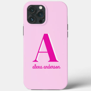 Heet Roze Retro Dolly Monogram iPhone 13 Pro Max Hoesje