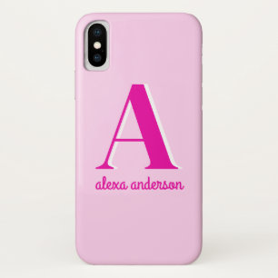 Heet Roze Retro Dolly Monogram iPhone X Hoesje