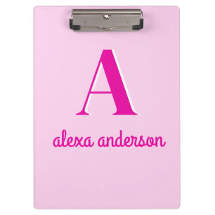 Heet Roze Retro Dolly Monogram Klembord