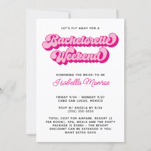 Heet Roze Retro Lettertype Lange Bachelorette Week Kaart