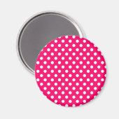 Heet Roze Retro Polka Dots Patroon Magneet (Voorkant / Achterkant)