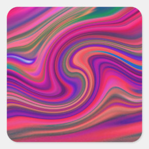 Heet Roze Retro Wervel Epicentrum Vierkante Sticker
