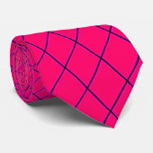Heet Roze Retrowave Grid Nekdas Stropdas (Opgerold)
