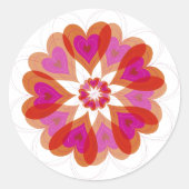 Heet Roze & Rode Valentijn Harten Bloemcirkel Lief Ronde Sticker (Voorkant)