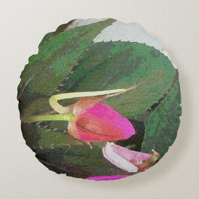 Heet Roze Rond Kussen (Voorkant)