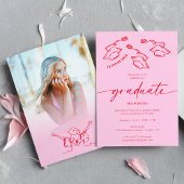 Heet Roze Rood Hand-getrokken Scrible Petten Afstu Kaart